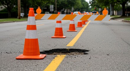 Road repair with orange cones and barricades (1)