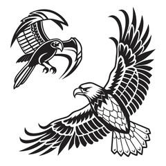 Majestic Eagle and Parrot Tribal Tattoo Designs.