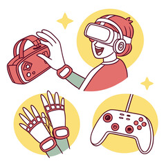 Person Experiencing Virtual Reality with Gaming Accessories.