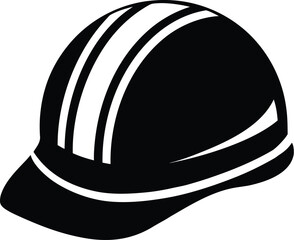 Hard hat silhouette, safety helmet line art, construction gear vector, minimal workwear icon, protective equipment drawing