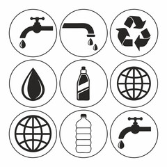 Water Conservation and Recycling Icons Collection 1.