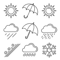 Weather Icons Collection Sun Rain Snow and Umbrella 1.
