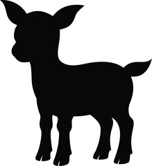 Baby goat silhouette, young animal line art, farm livestock vector, minimal kid drawing, cute goat illustration