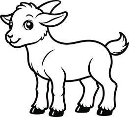 Baby goat silhouette, young animal line art, farm livestock vector, minimal kid drawing, cute goat illustration