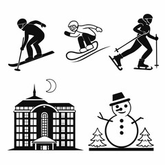 Winter Sports and Holiday Icons.