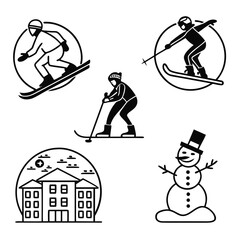 Winter Sports and Activities Icons Collection.