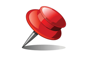 Red Glossy Thumbtack Silhouette Design on white background