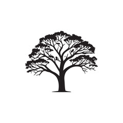 Obraz premium Black tree silhouette icon on white background with two birds in its branches