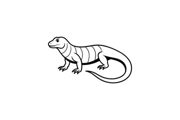 Simple Silhouette of a Lizard Reptile Silhouette Black and white silhouette lizard showcasing its distinctive shape and striped