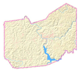 Map of the County Taylor (West Virginia, US) showing the isolated County with relief representation. No Lables.