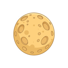 Cartoon moon illustration with craters isolated on a white background.
