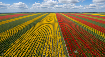Vast Tulip Fields Aerial View