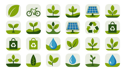 Sustainable Living & Eco Lifestyle Icons