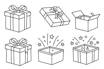 Hand Drawn Line Art Icon Set Silhouette on white background