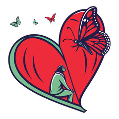 Bold Red Heart Silhouette on white background