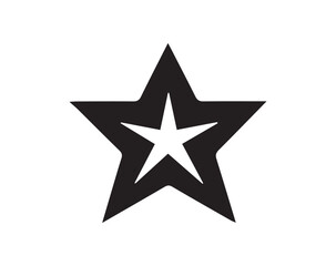 Black outlined star with a smaller white star inside on a white background