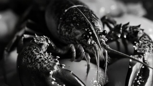 A close-up of a cooked lobster served on a plate, perfect for food photography and editorial use