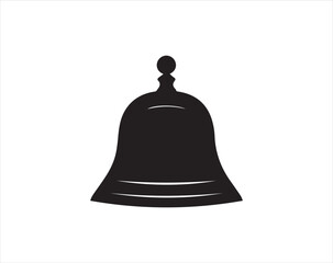 Black silhouette illustration of a bell shape with a white background