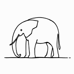 Fototapeta premium Elephant standing calmly in a simple illustration, black and white, copy space to add text