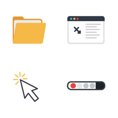 Fototapeta premium Set of Flat Design Icons Representing Computer Tasks and Functions