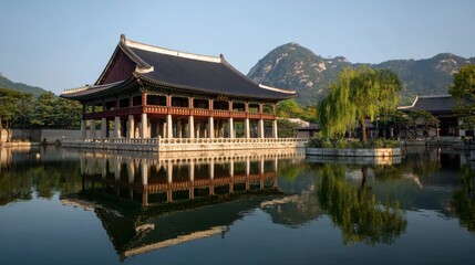 Naklejka premium Gyeongbokgung Palace: A Majestic Landmark in the Heart of Seoul, South Korea's Architectural Marvel