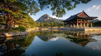 Gyeongbok Palace: A Stunning Landmark in Seoul, South Korea, Showcasing Traditional Korean Architecture Amidst Urban Nature