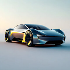 Futuristic electric car on a light background