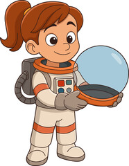 Animated astronaut girl holding helmet ready for space travel adventure © Dave