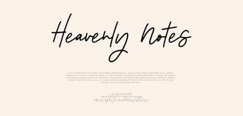 Signature Font Uppercase Lowercase And Number. Script Font Calligraphy Logotype  elegant Font Type Font lettering handwritten. vector illustration  
