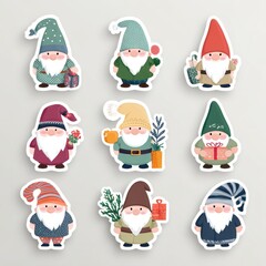 Charming Holiday Gnomes: Adorable Cartoon Characters Embracing Winter Cheer with Festive Decor