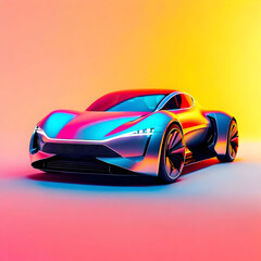 Futuristic electric car on a light background