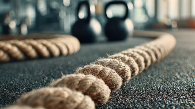 Close-up of a heavy training rope