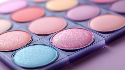 Naklejka premium Colorful eyeshadow palette showing vibrant and pearlescent makeup colors