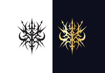 Cyber sigilism design Black and Gold vector template 