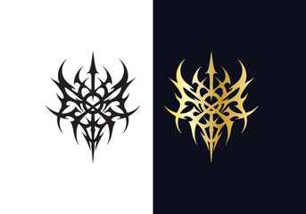 Cyber sigilism design Black and Gold vector template 