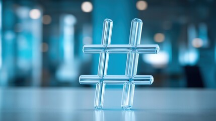 Glass Hashtag Symbol on a Soft Background