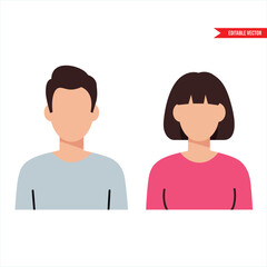 Pixel Art Couple: Male & Female User Icons for Website & App Design Flat vector illustration