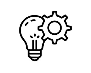 Innovative Light Bulb and Gear Icon Representing Ideas and Mechanical Processes