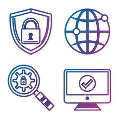 Abstract Icons Checkmark Lock and Brush Strokes.