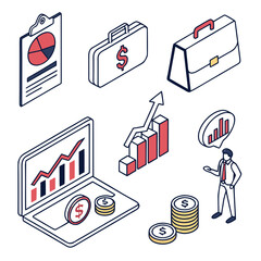 Business Growth and Financial Success Icons.