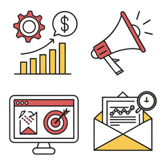 Business Growth and Marketing Strategy Icons.