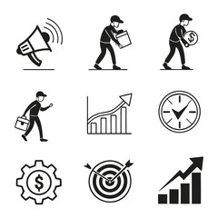 Business Icons Set for Growth and Success.