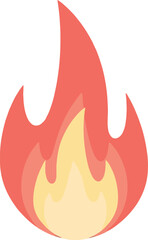 Isolated flame vector image of fire burning hot with orange and yellow glow