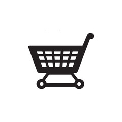 Black shopping cart icon illustration on white background for web and design