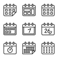 Collection of Calendar Icons for Planning and Scheduling.