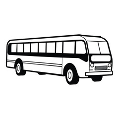 Simple black and white line drawing of a bus
