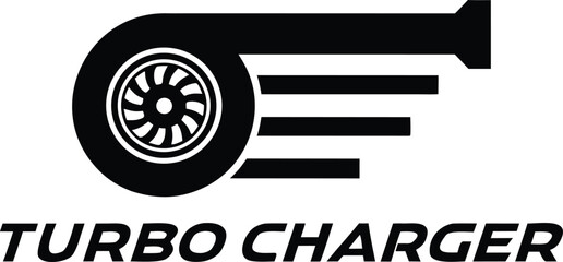 Turbo Charger Logo, Automotive Performance Vector Icon, Car Engine Turbine Silhouette
