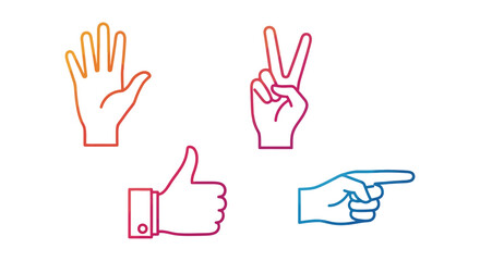 Obraz premium Colorful Hand Gestures Icons