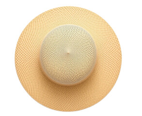 natural straw sun hat  isolated on a white, transparent background