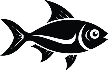 Tetra fish silhouette, aquarium pet line art, freshwater fish vector, minimal aquatic drawing, small marine icon